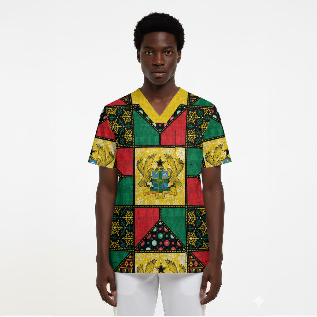 Ghana Christmas Scrub Top Patchwork Style