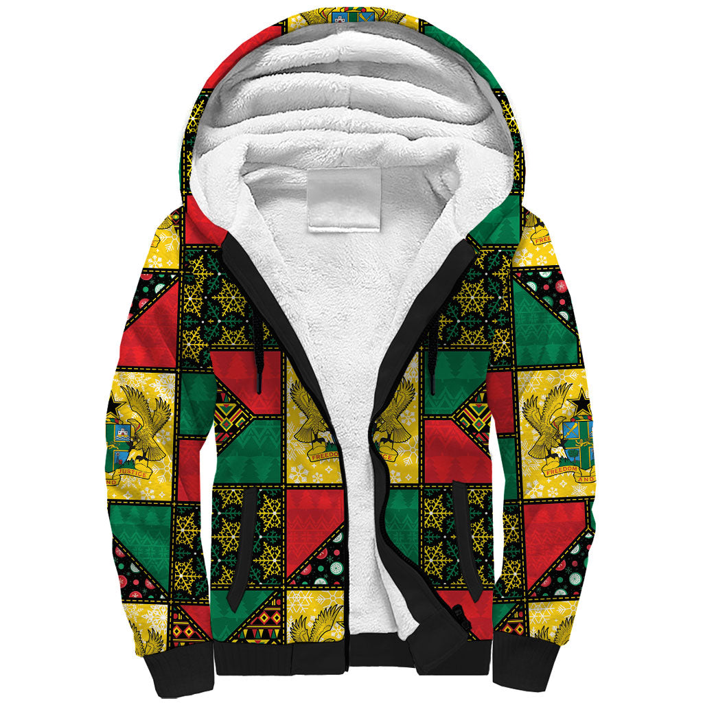 Ghana Christmas Sherpa Hoodie Patchwork Style