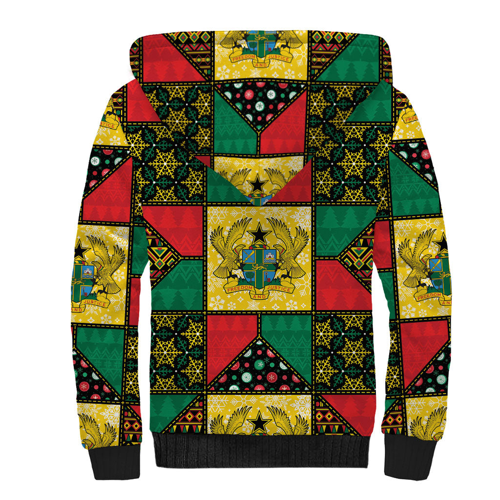 Ghana Christmas Sherpa Hoodie Patchwork Style