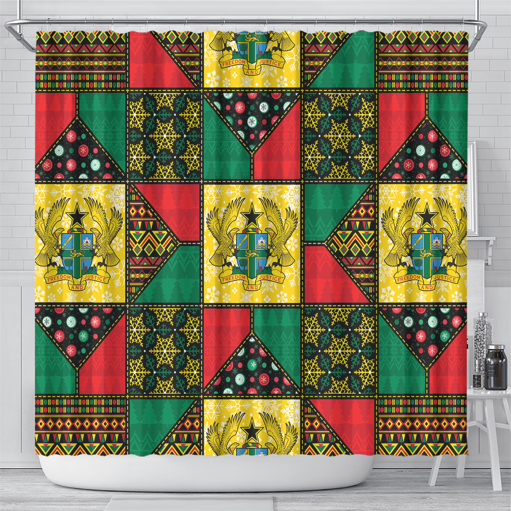 Ghana Christmas Shower Curtain Patchwork Style