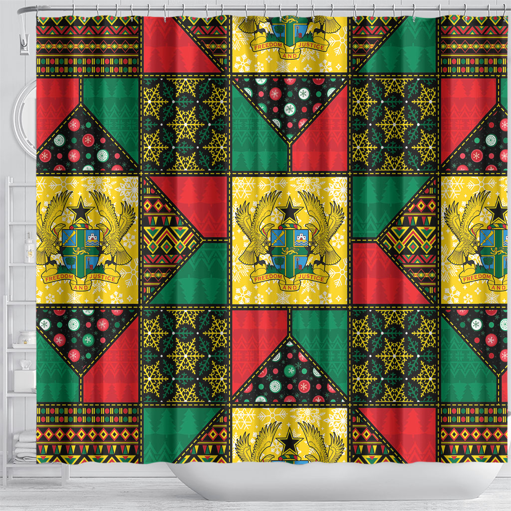 Ghana Christmas Shower Curtain Patchwork Style