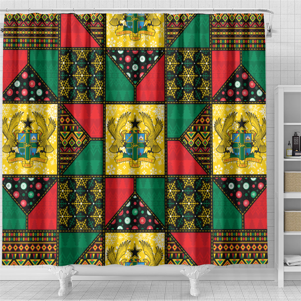 Ghana Christmas Shower Curtain Patchwork Style