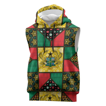 Ghana Christmas Sleeveless Hoodie Patchwork Style
