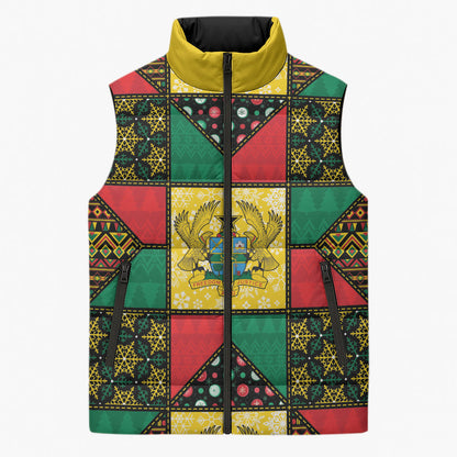Ghana Christmas Sleeveless Puffer Jacket Patchwork Style