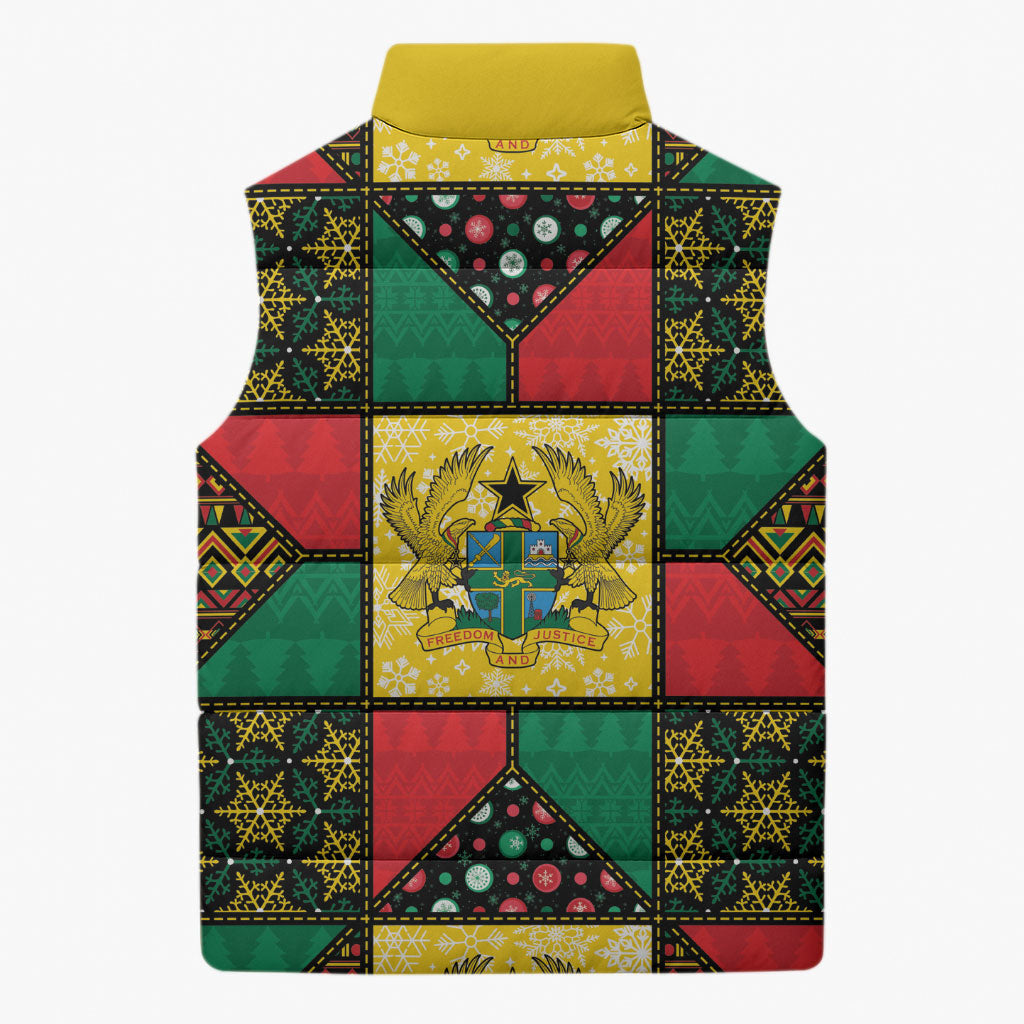 Ghana Christmas Sleeveless Puffer Jacket Patchwork Style