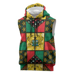 Ghana Christmas Sleeveless Zip Hoodie Patchwork Style
