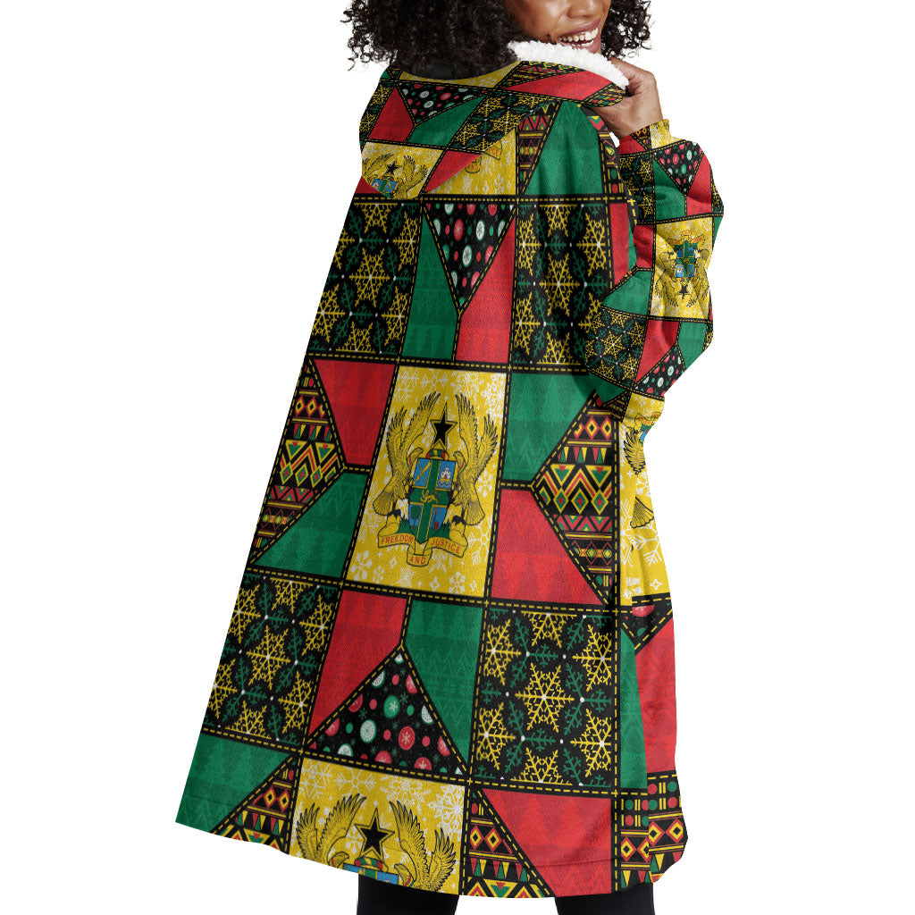 Ghana Christmas Wearable Blanket Hoodie Patchwork Style