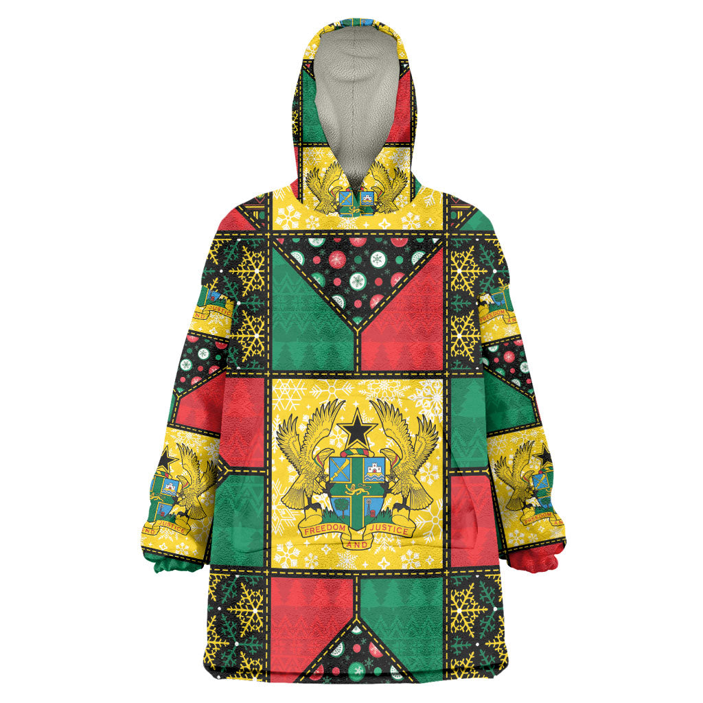 Ghana Christmas Wearable Blanket Hoodie Patchwork Style