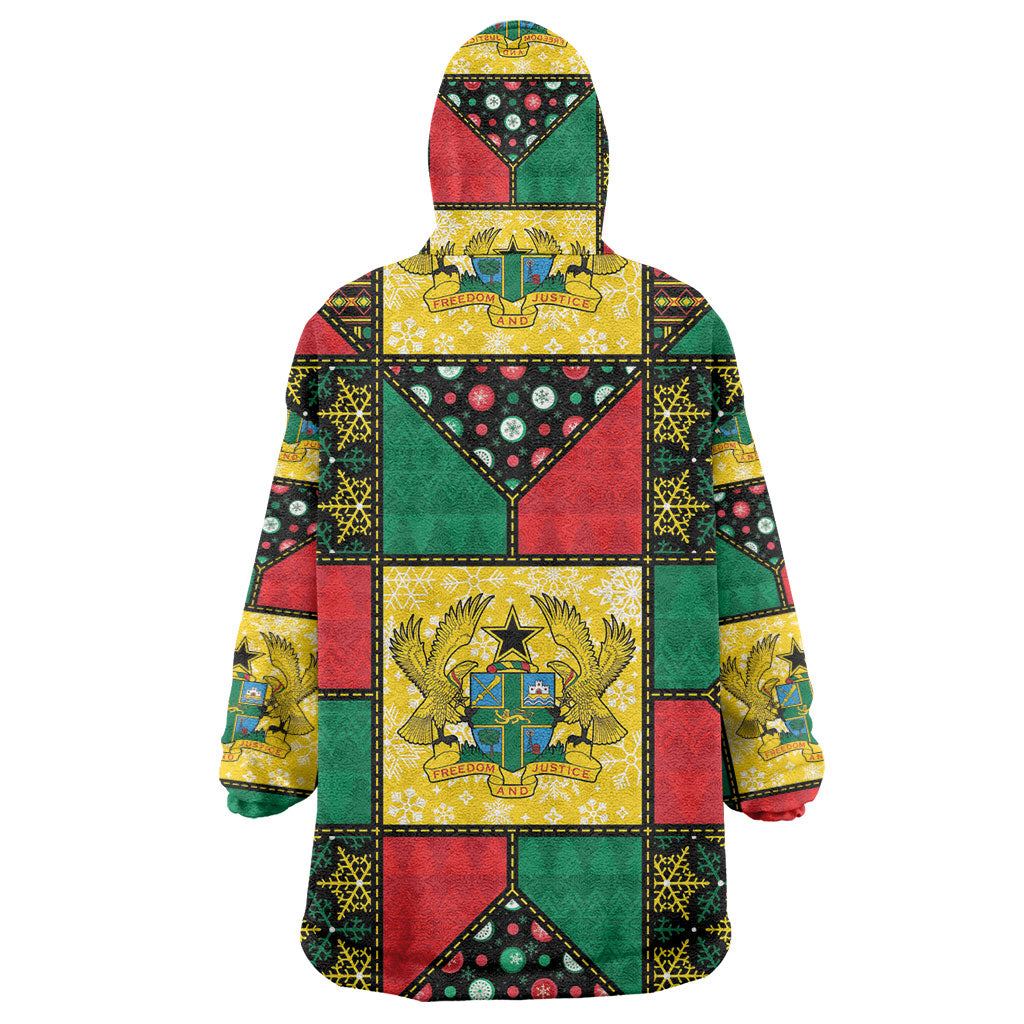 Ghana Christmas Wearable Blanket Hoodie Patchwork Style