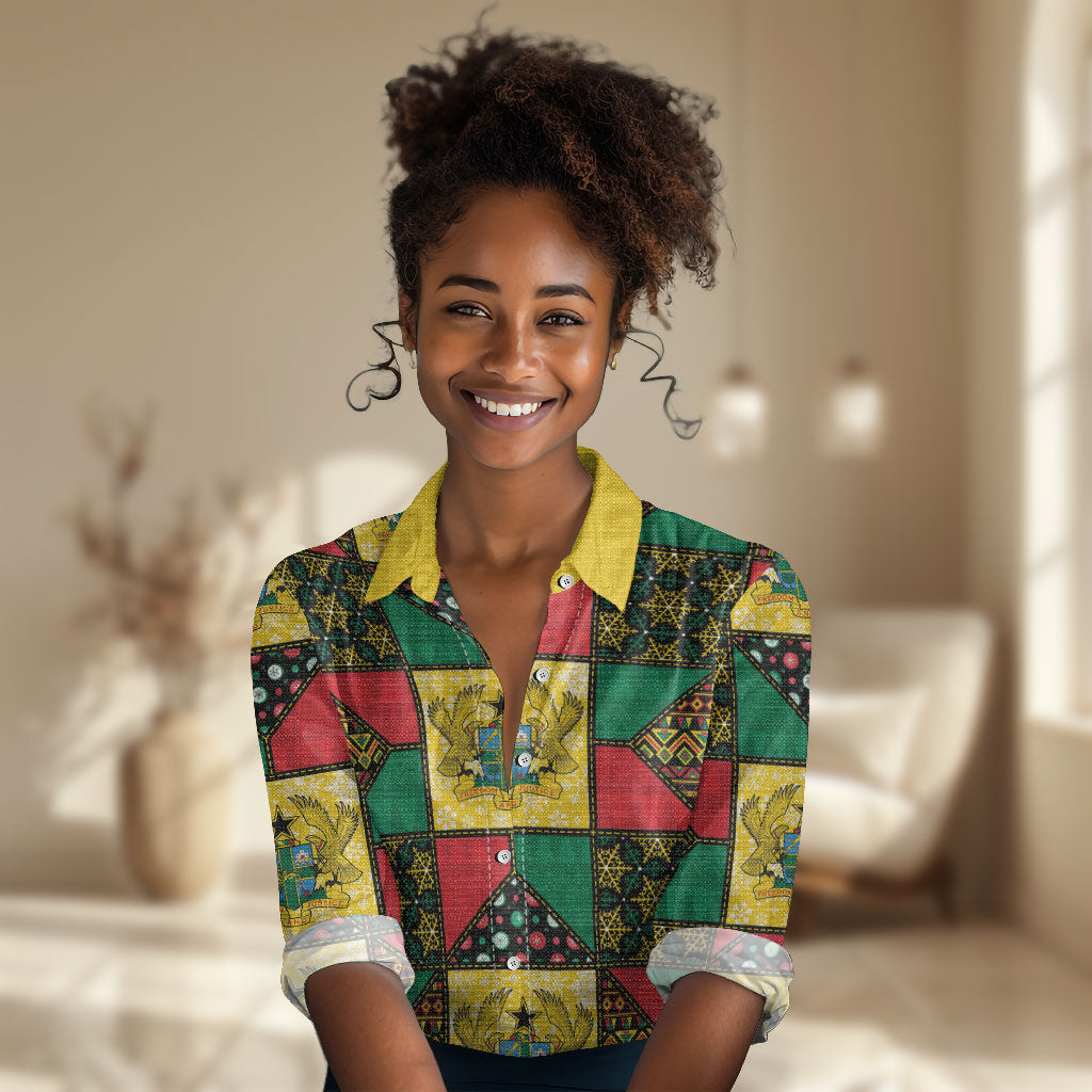Ghana Christmas Women Casual Shirt Patchwork Style
