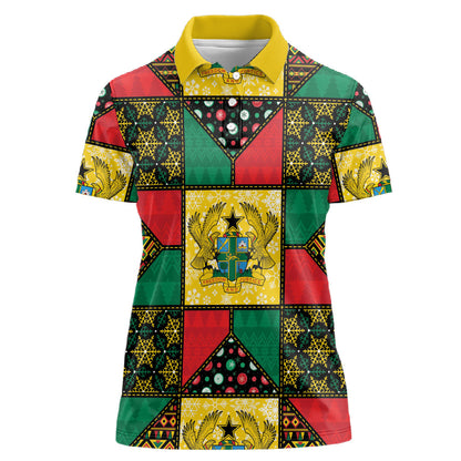 Ghana Christmas Women Polo Shirt Patchwork Style