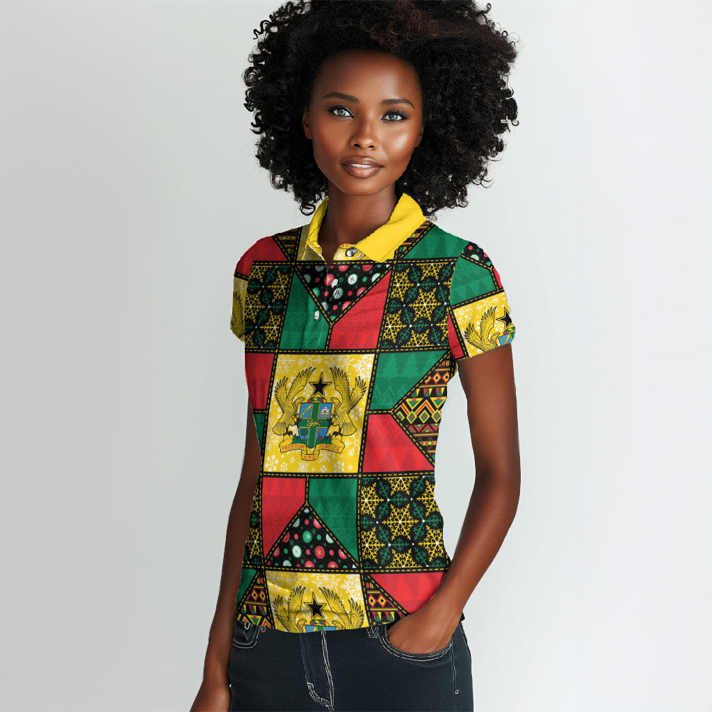 Ghana Christmas Women Polo Shirt Patchwork Style