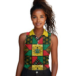 Ghana Christmas Women Sleeveless Polo Shirt Patchwork Style