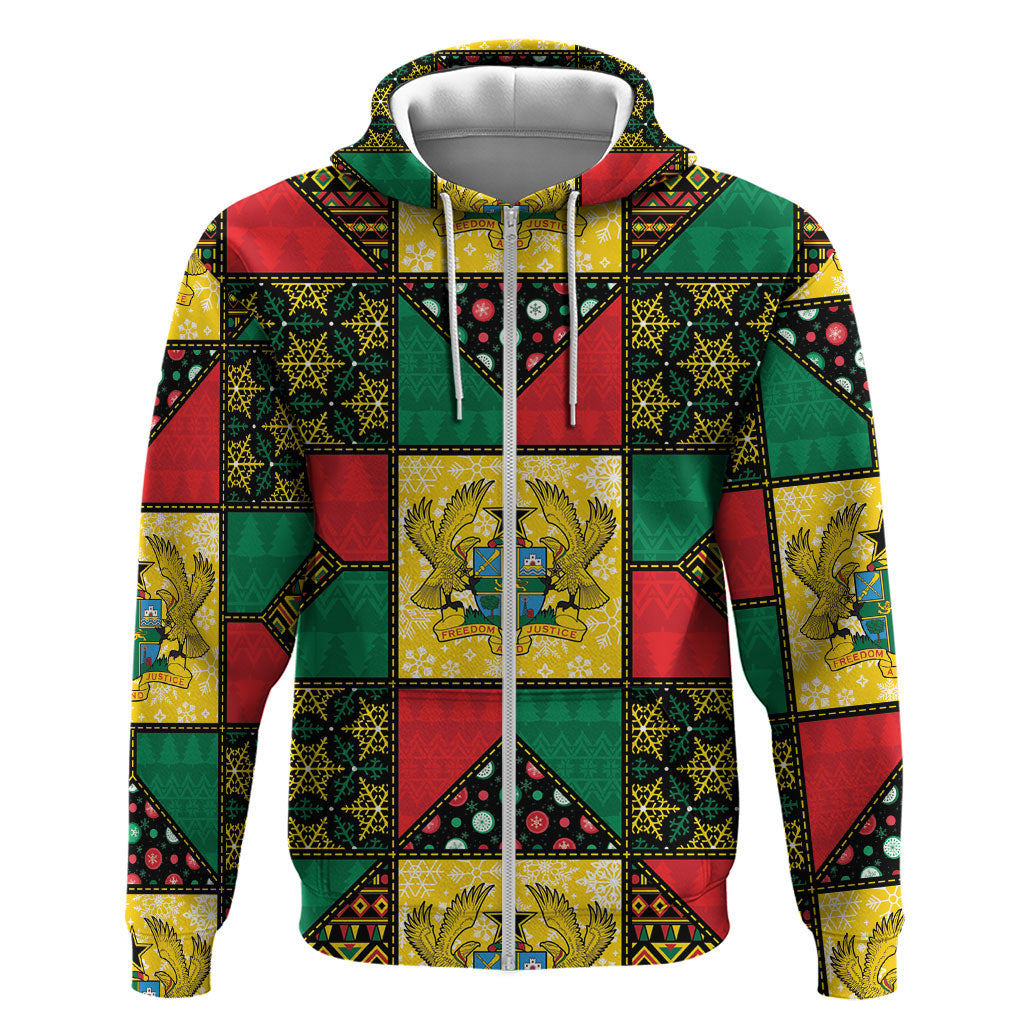 Ghana Christmas Zip Hoodie Patchwork Style