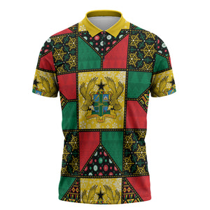 Ghana Christmas Zipper Polo Shirt Patchwork Style