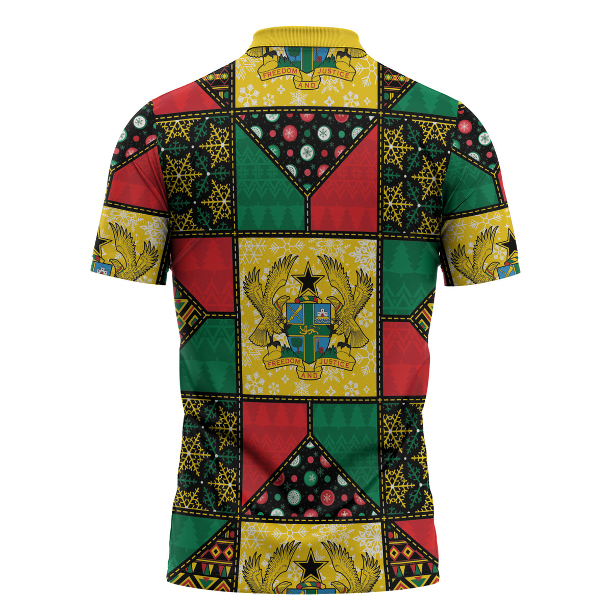 Ghana Christmas Zipper Polo Shirt Patchwork Style