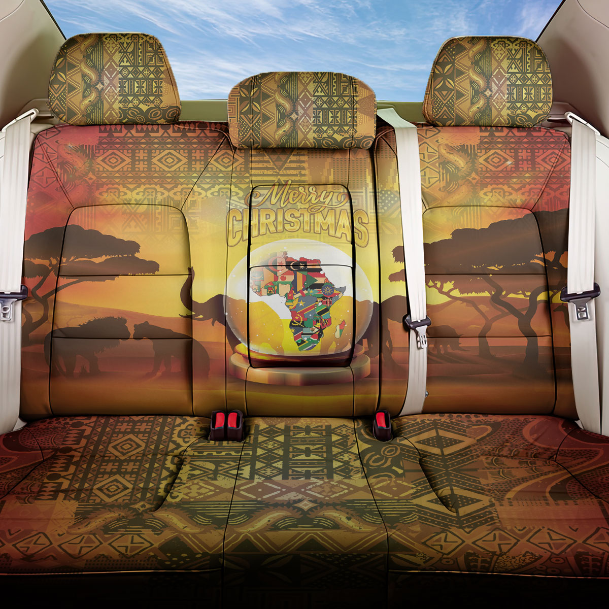African Flags Map Christmas Back Car Seat Cover Afro Heritage