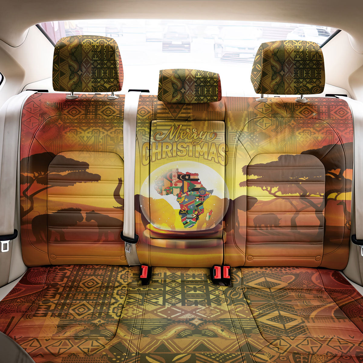 African Flags Map Christmas Back Car Seat Cover Afro Heritage