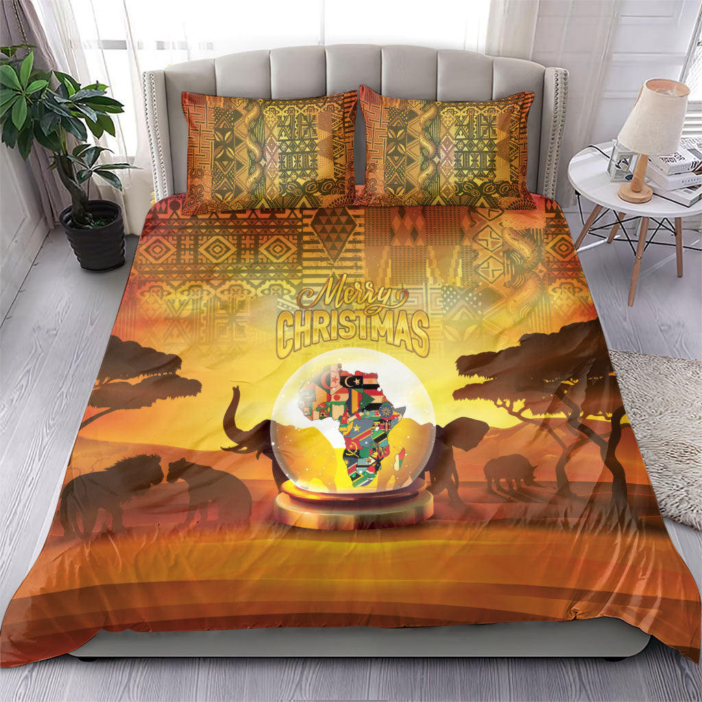 African Flags Map Christmas Bedding Set Afro Heritage