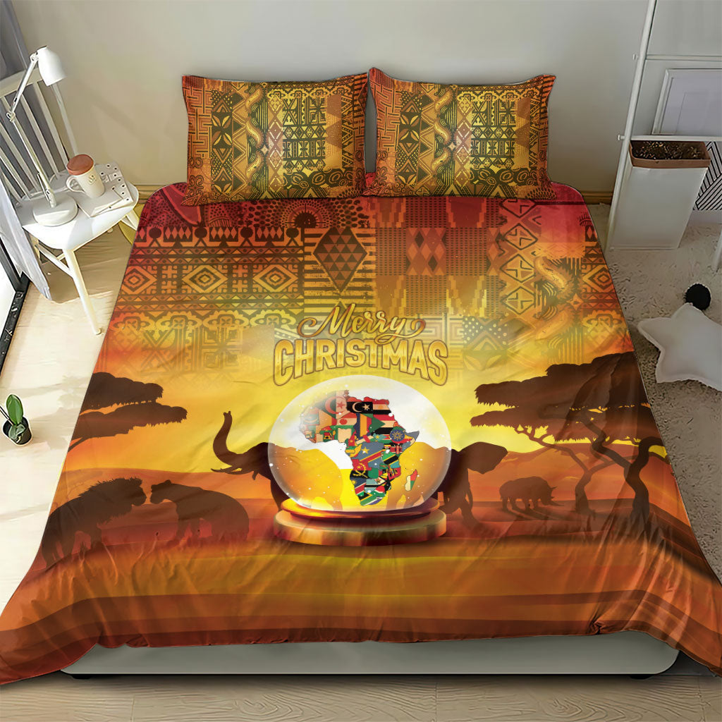 African Flags Map Christmas Bedding Set Afro Heritage