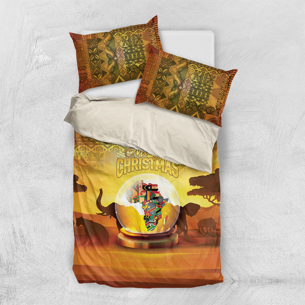 African Flags Map Christmas Bedding Set Afro Heritage