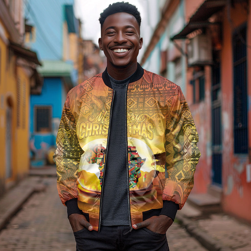 African Flags Map Christmas Bomber Jacket Afro Heritage
