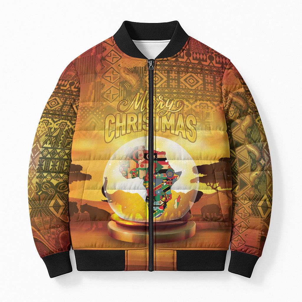 African Flags Map Christmas Bomber Puffer Jacket Afro Heritage