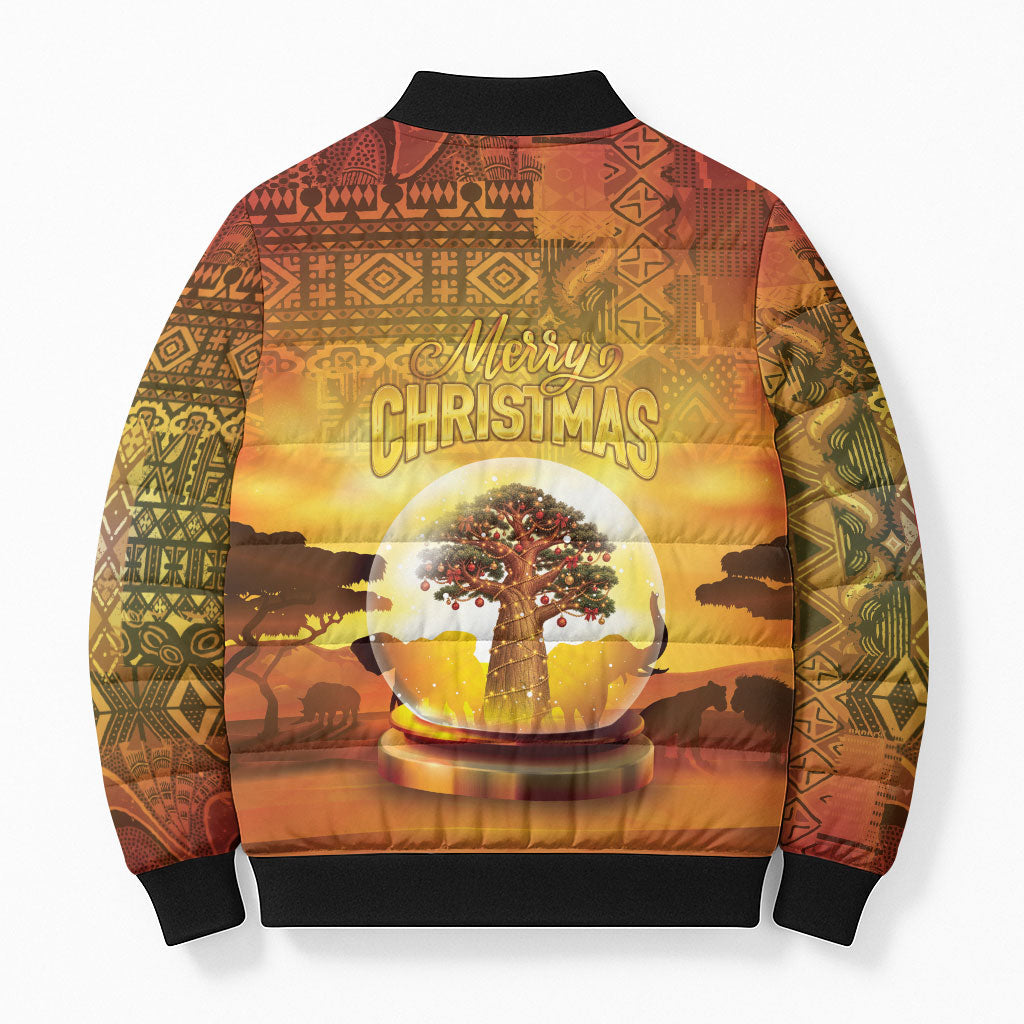 African Flags Map Christmas Bomber Puffer Jacket Afro Heritage
