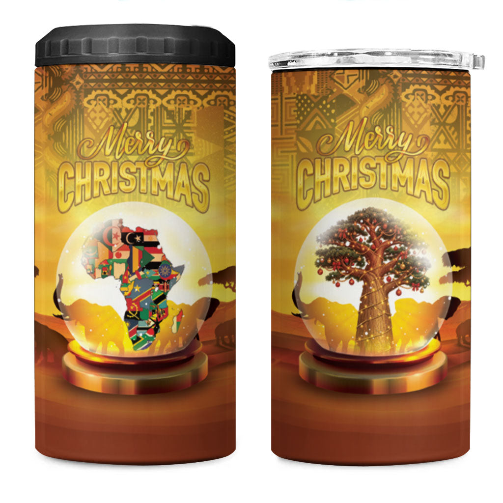 African Flags Map Christmas 4 in 1 Can Cooler Tumbler Afro Heritage