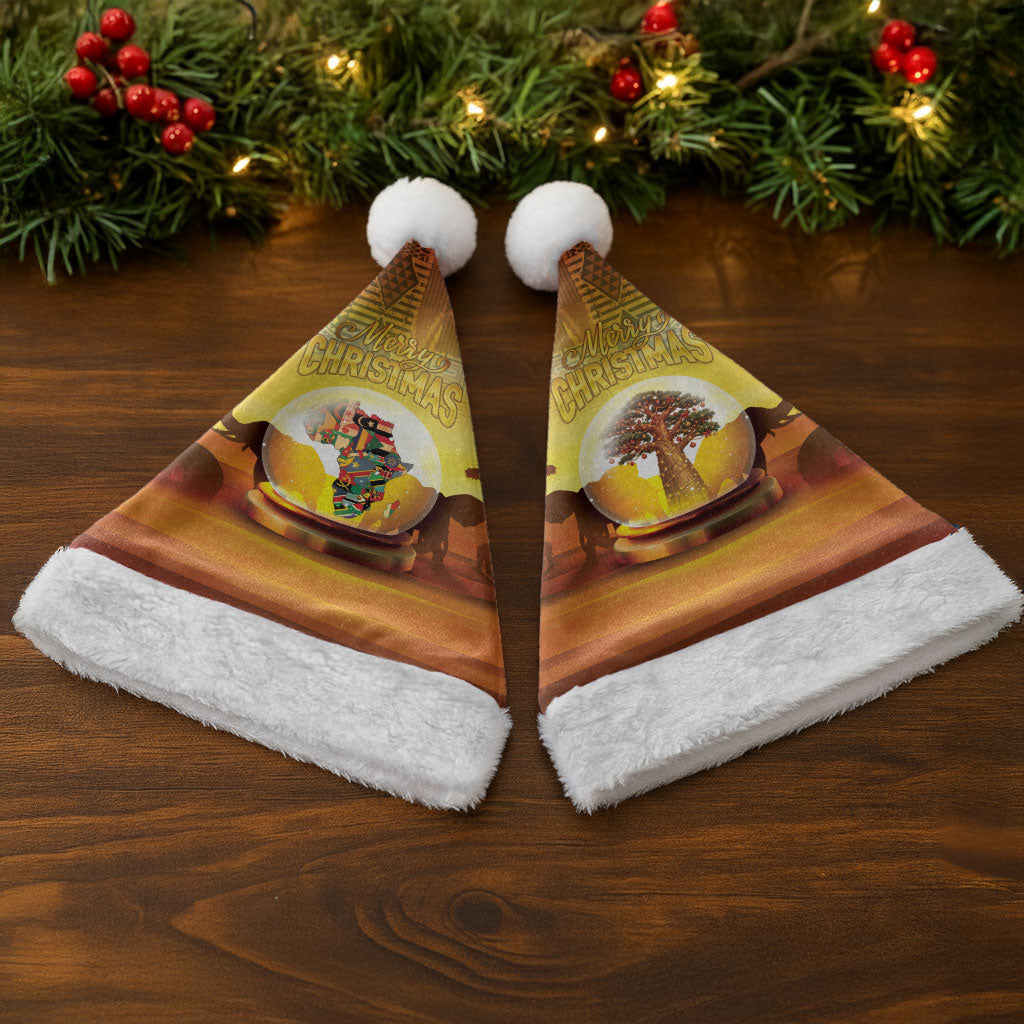 African Flags Map Christmas Santa Hat Afro Heritage