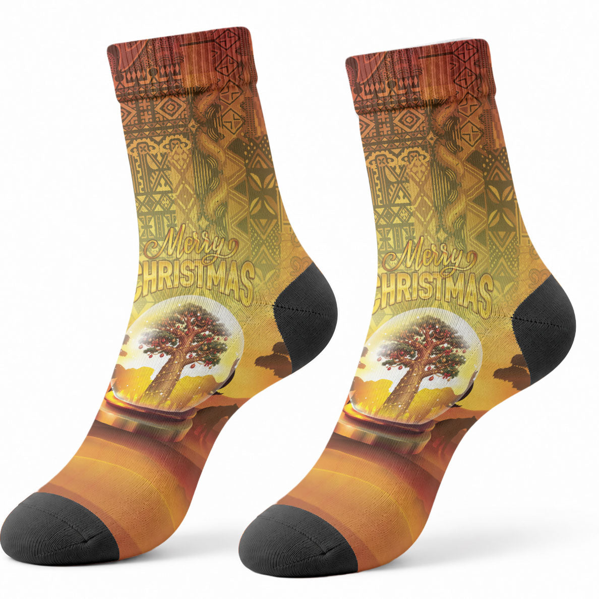 African Flags Map Christmas Crew Socks Afro Heritage