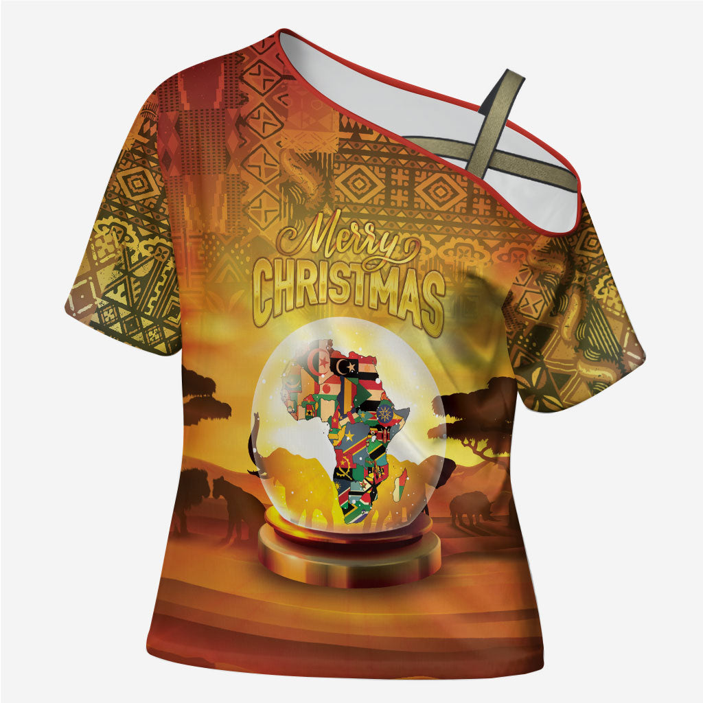 African Flags Map Christmas Cross Shoulder Shirt Afro Heritage