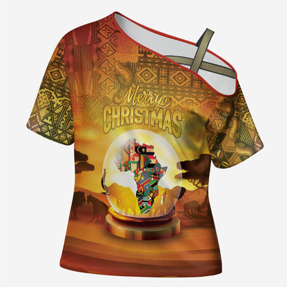 African Flags Map Christmas Cross Shoulder Shirt Afro Heritage