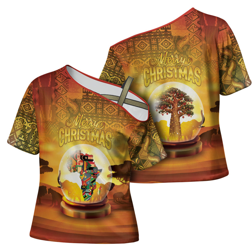 African Flags Map Christmas Cross Shoulder Shirt Afro Heritage