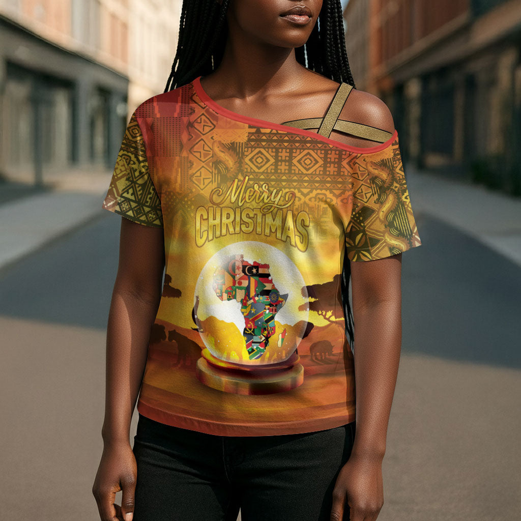African Flags Map Christmas Cross Shoulder Shirt Afro Heritage