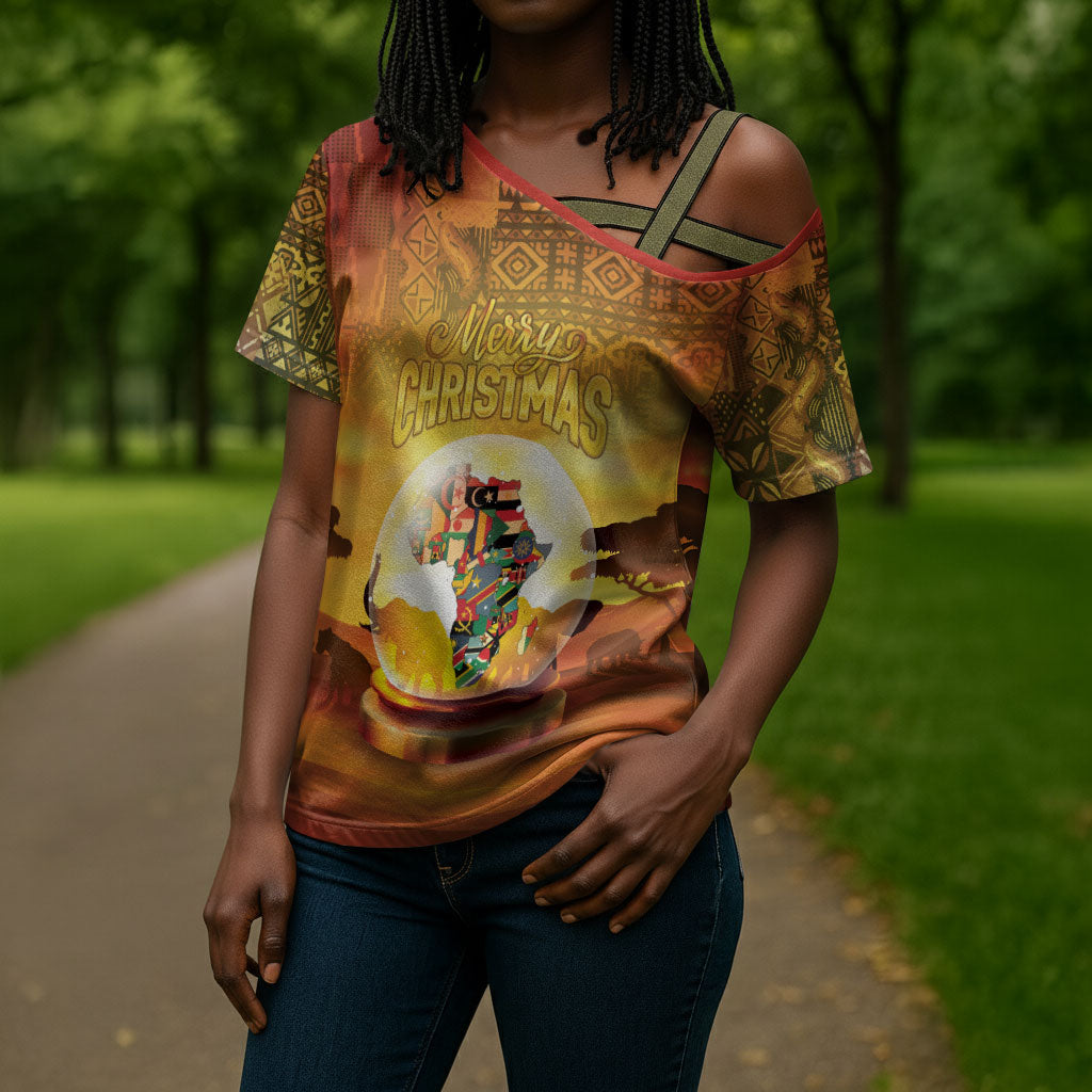 African Flags Map Christmas Cross Shoulder Shirt Afro Heritage