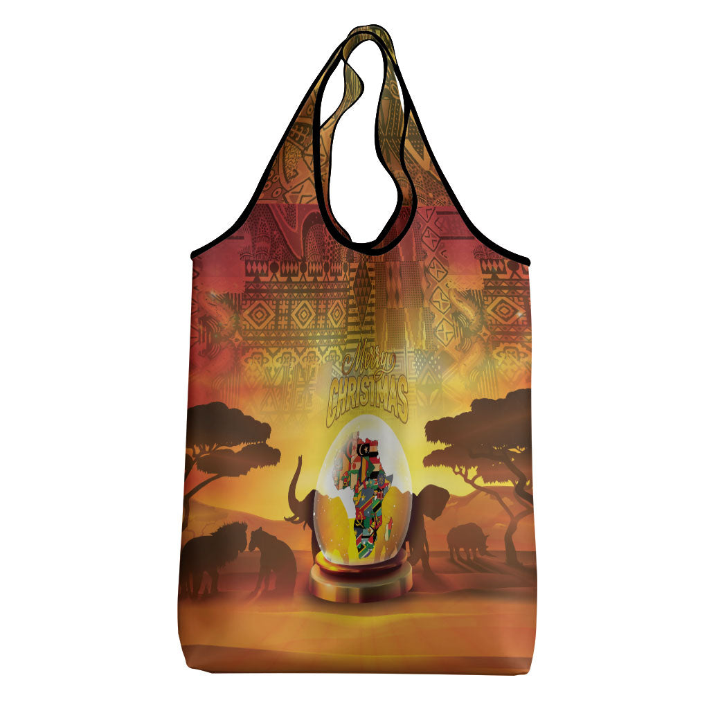 African Flags Map Christmas Grocery Bag Afro Heritage