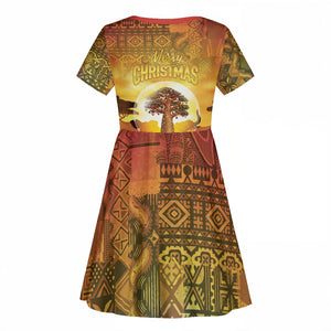 African Flags Map Christmas Kid Short Sleeve Dress Afro Heritage