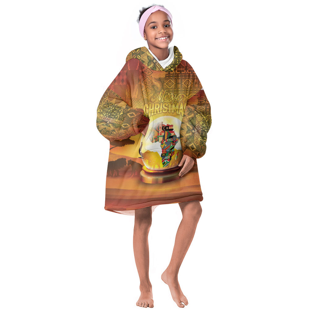 African Flags Map Christmas Kid Wearable Blanket Hoodie Afro Heritage
