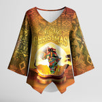 African Flags Map Christmas Kimono Sleeve Blouse Afro Heritage