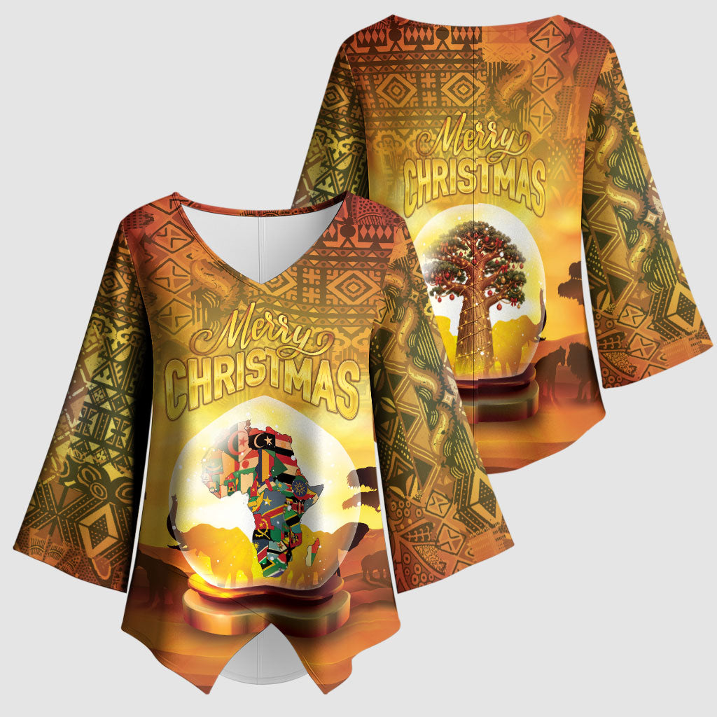 African Flags Map Christmas Kimono Sleeve Blouse Afro Heritage