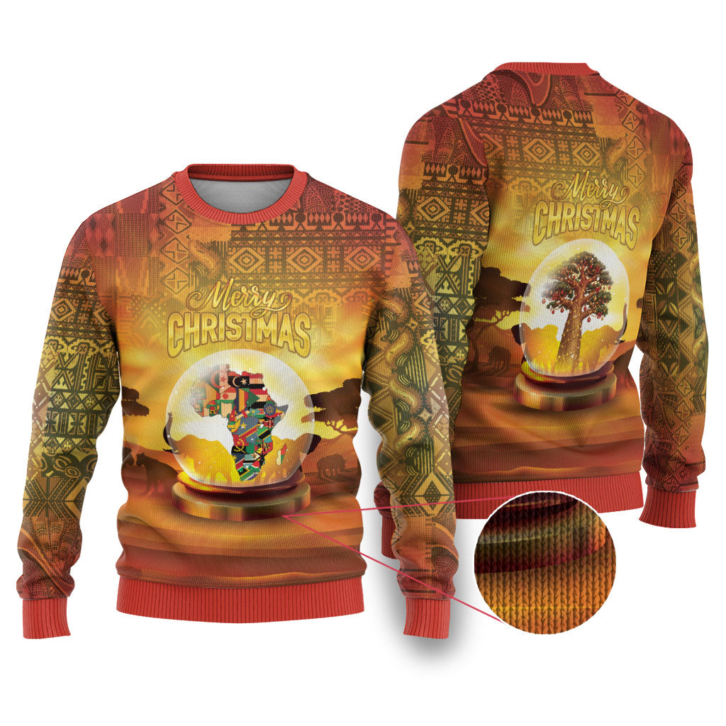 African Flags Map Christmas Ugly Christmas Sweater Afro Heritage