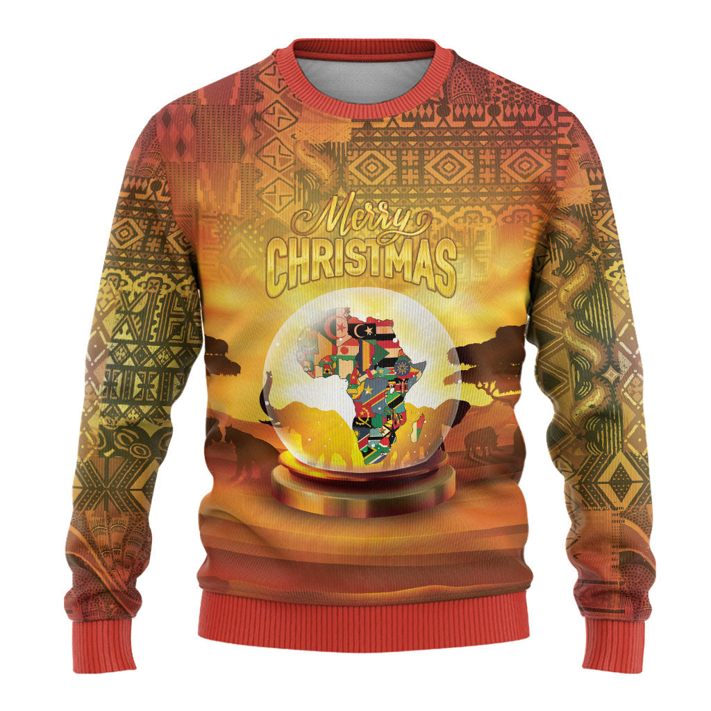 African Flags Map Christmas Ugly Christmas Sweater Afro Heritage
