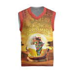 African Flags Map Christmas Knitted V-Neck Vest Afro Heritage