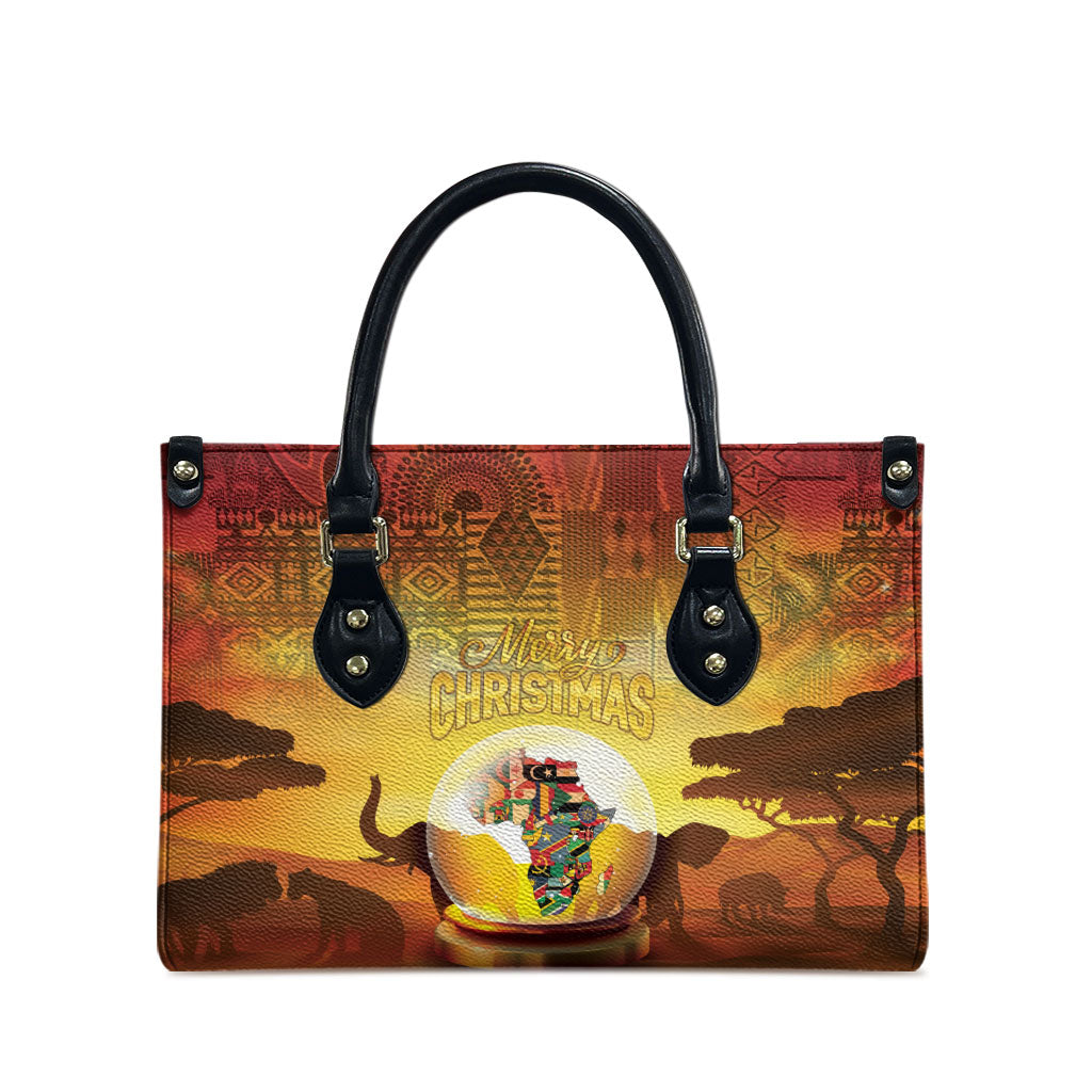 African Flags Map Christmas Leather Bag Afro Heritage
