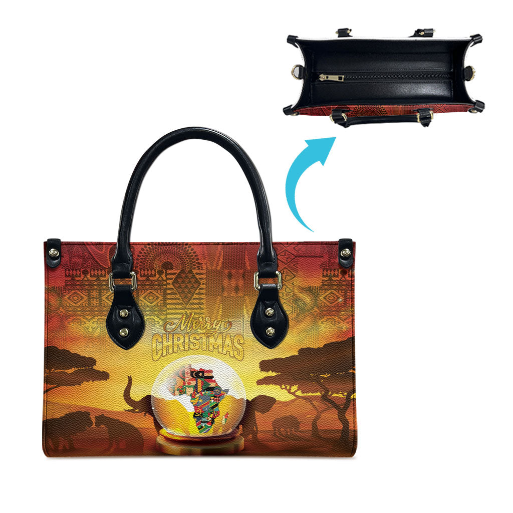 African Flags Map Christmas Leather Bag Afro Heritage
