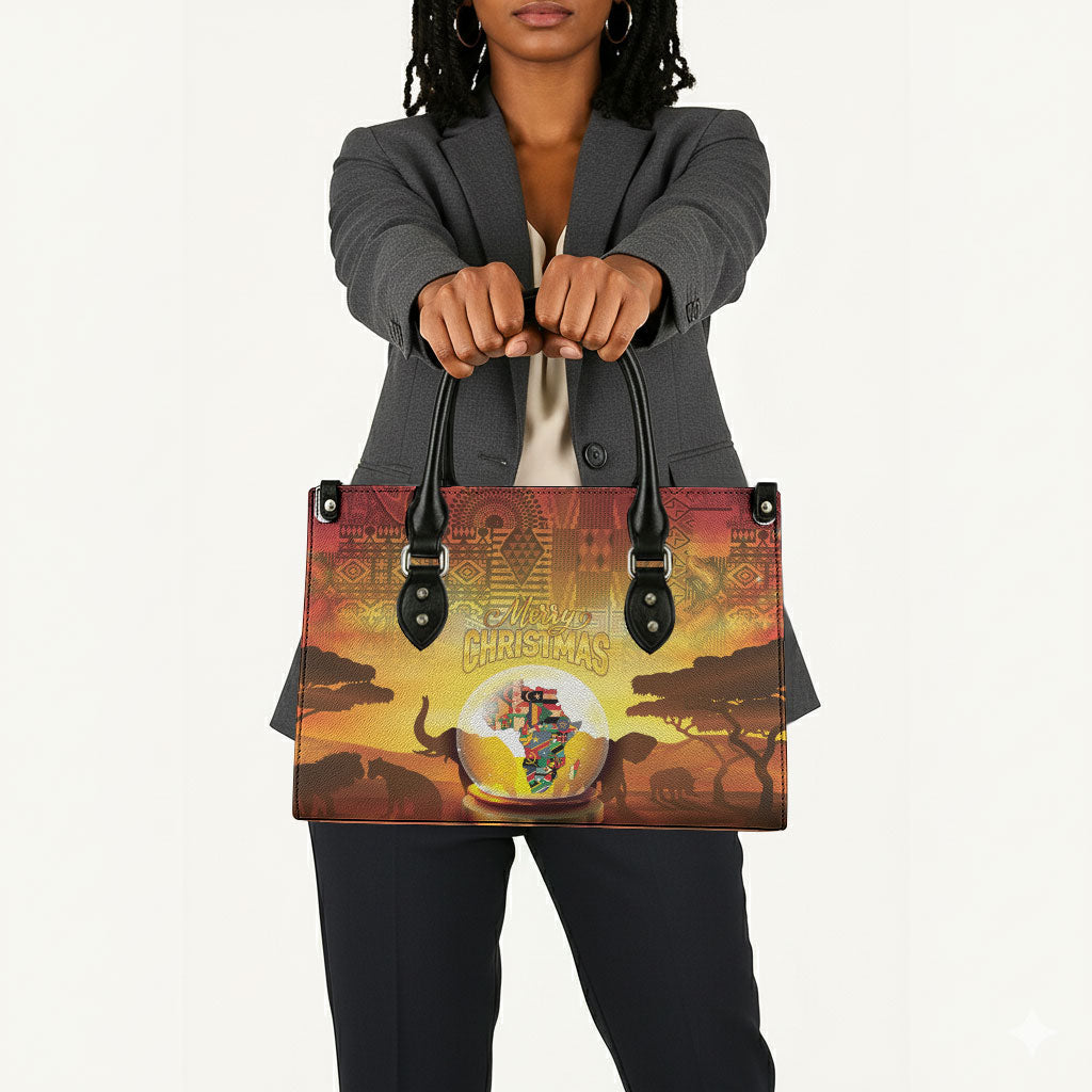 African Flags Map Christmas Leather Bag Afro Heritage