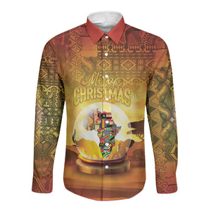 African Flags Map Christmas Long Sleeve Button Shirt Afro Heritage