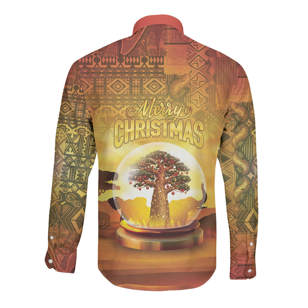 African Flags Map Christmas Long Sleeve Button Shirt Afro Heritage