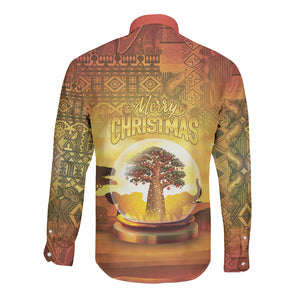 African Flags Map Christmas Long Sleeve Button Shirt Afro Heritage
